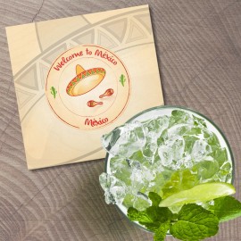 Unbranded Mexico Grunge Travel 4'' X 4'' Square Wooden Coaster