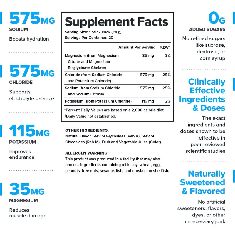 LEGION Hydrate Electrolyte Powder (20 Serving, Stick Packs) (20 Serving,