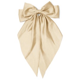 Large Hair Bows for Women Khaki Silky Satin Hair Bow Hair Clips Long Tail French Hair Ribbon Coquette Bows Hair Accessories for Girls