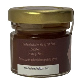 Nordbienchen® Honey with Cinnamon 30 g - 100% Natural, No Additives, Honey from Germany, Perfect Gift Idea, Honey from Sustainable Beekeeping