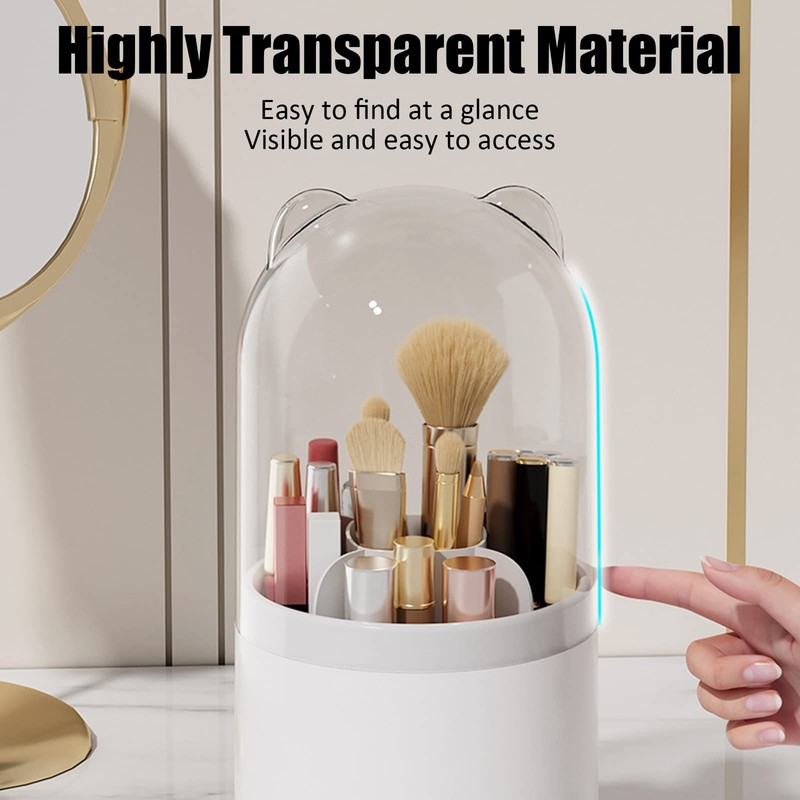 GNCLOUD Makeup Brush Holder With Lid, Makeup Organiser, Makeup Organiser