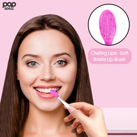 Lip Exfoliator w/AAA Battery (Pink) - Silicone Lip Brush for Dry, Chapped, & Chafing Lips - Soft Bristle Lip Brush Exfoliating Tool for Smooth, Luscious Lips - Lip Products for Women & Men