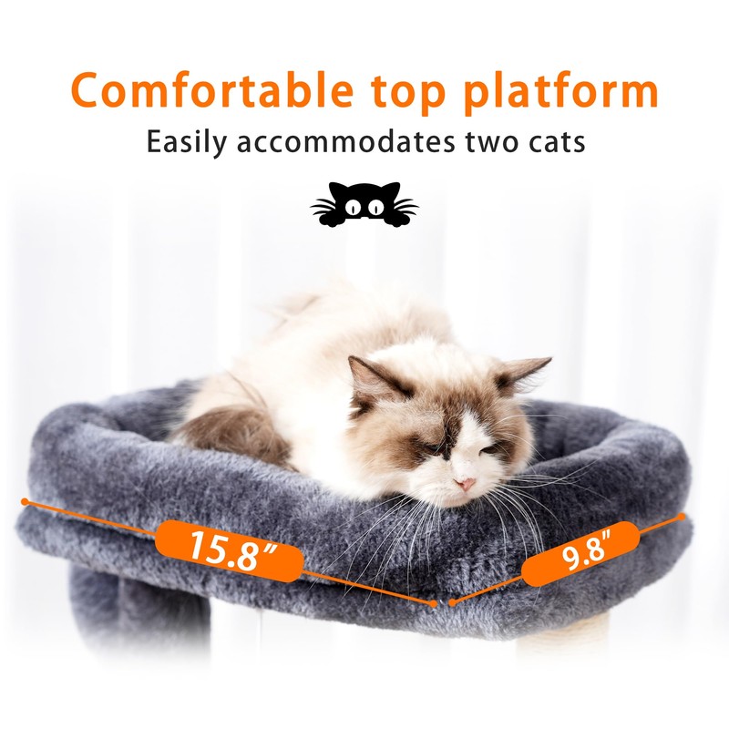 Heybly Cat Tree, 39.4 Inches Tower Condo with Scratching Post,
