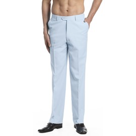 Concitor Men's Dress Pants Trousers Flat Front Slacks Solid Baby Blue Color 38