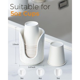 ABRUTY Bathroom Cup Dispenser, 3oz-4oz Ceramic Paper Cup Holder, Small Countertop Mouthwash Dixie Cups Accessories, for Vanity Countertops, Bathroom, Kitchen, and Dining Room, Sand