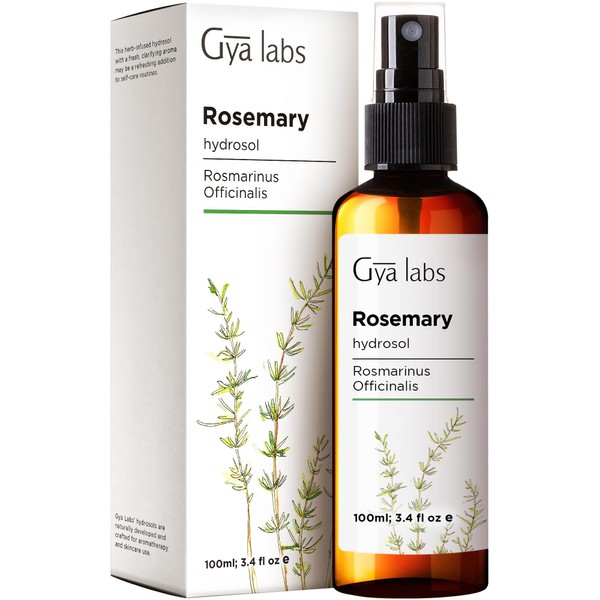 Gya Labs Rosemary Hydrosol For Hair Care - Face Mist Spray to Improve Concentration - Hair Spray For Frizzy and Dry Hair - 100 Pure Unrefined Essential Oil Spray and Body Mist - 100ml