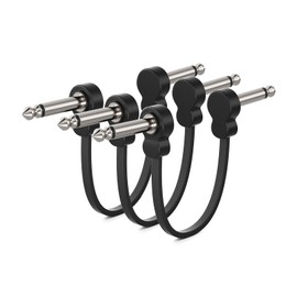 voltrish 3 Pack Guitar Patch Cables, Premium 5 Inch Right-Angle 1/4" TS Pedal Board Cable, Oxygen-Free Copper & Dual Shielding for Ultra Low Noise, Space Saving Flat Design Guitar Pedal Accessories