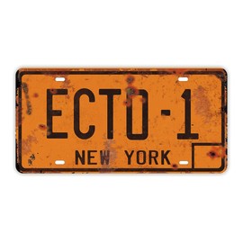 Ghostbusters License Plate Memorabilia, Embossed Replica, Movie Prop Metal Stamped Vanity Number Tag, 12x6 inch (ECTO-1)