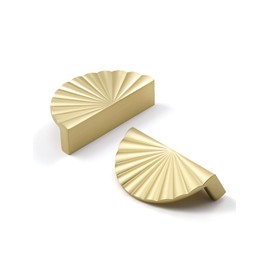 JIASENBAO 5 Pack Brushed Gold Cabinet Pulls 3" Hole Center Cup Flat Brass Drawer Pulls Kitchen Cupboard Bathroom Dresser Cabinet Hardware Handles Zinc Alloy