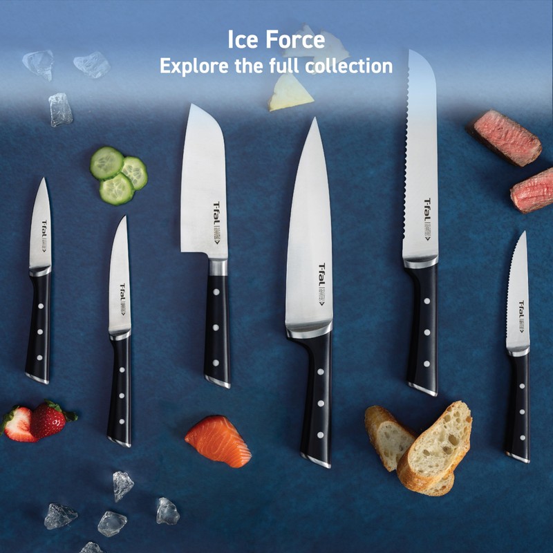 T-fal Ice Force German Stainless Steel Santoku Knife 7 Inch,