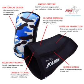 RUNTOP Knee Sleeves(1 PAIR) 7 mm Neoprene Knee Supports Pain Compression Brace Cap for Squats Cross Fitness Training WODS Weightlifting Powerlifting Knee Pads For Men Women Kids (XXL, Yellow Leopard)