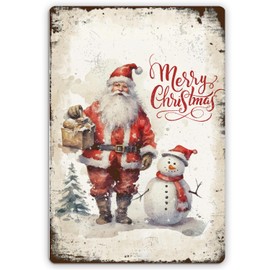 Retro Santa Claus decoration,Christmas gift Metal Signs,ChristmasHanging Signs Winter Decorative Wall,Signs Ornament For Outdoor Holiday Home Classroom Decoration Men Wall Decorations Cave Decor 8×12