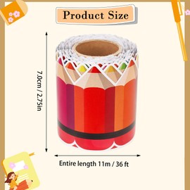 Wonmon 36 Ft Pencils Bulletin Board Border Roll, Colorful Pencil Border Crayon Bulletin Board Border Trim for Back to School Classroom Office Wall Window Bulletin Board Decorations