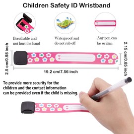 Taicols Children Safety ID Wristband, 12 Pcs Anti Lost ID Wristband, Waterproof Kids Safety Bracelet, Reusable Identification Bracelets, Adjustable Travel Information ID Bracelet for Boys and Girls