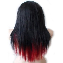 Lucky Day Peluca Con Flequillo Negro Y Rojo Aspecto Natural Cosplay