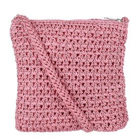 CTM Women's Crochet Crossbody Handbag, Rose