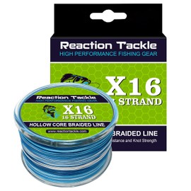 Reaction Tackle Hollow Core, 16 Strand Braided Fishing Line Blue Camo - 50LB / 500yds
