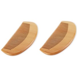 Set of 2 Wooden Comb Hair Wooden Comb Wooden Antistatic Bamboo Comb Set Handy Pocket Comb Set Made of Natural Peach Wood for Long, Short, Curls Hair