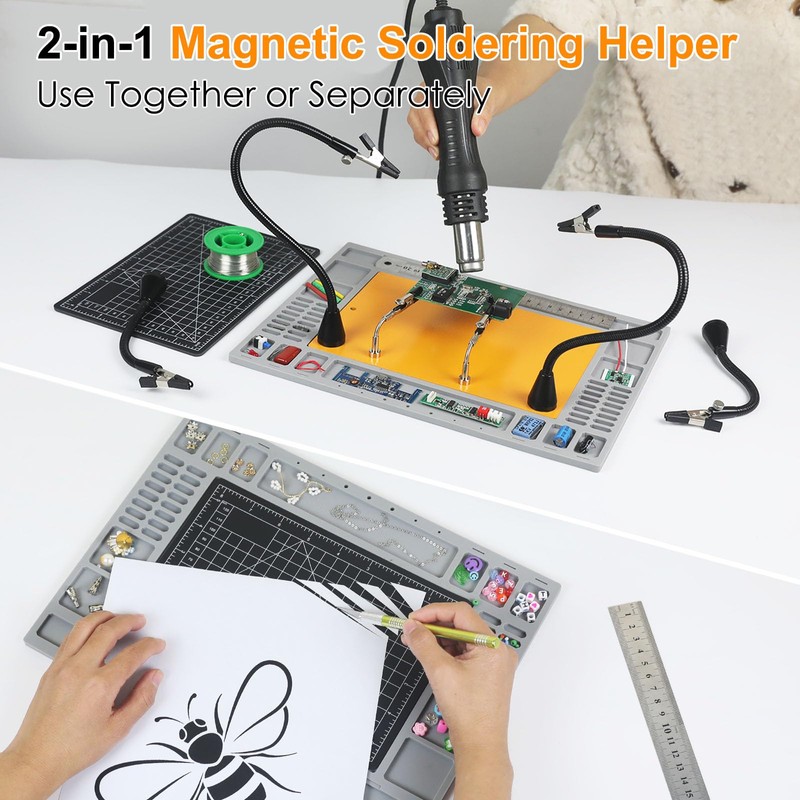 NOEVSBIG Magnetic Helping Hands Soldering Station with Large Base, Heat-Resistant