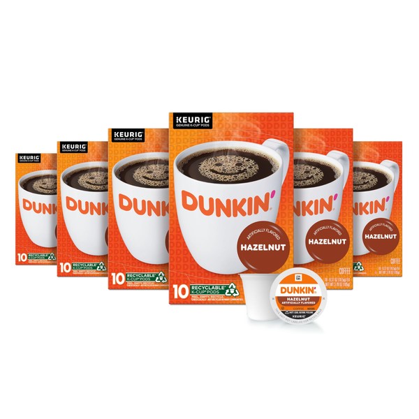Dunkin' Dunkin' Hazelnut Flavored Coffee, 60 Keurig K-Cup Pods