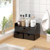Bamboo Desk Organizer with Drawers Desktop Storage Drawers for Bills