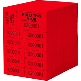 Auction Tickets - 500 Sheets - 10 Numbers per Sheet (Red)