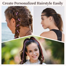 3 Packs 25" Rip Tie Hair Ties for Sports, Colorful Ponytail Holders for Women, Elastic Spiral Hair Ties for Medium Long Fine Hair, Braided Pony Tails Hair Tie (Dark)