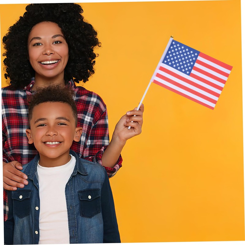 Levemolo Pack American Flags Hand Held Stick Flags Polyester USA