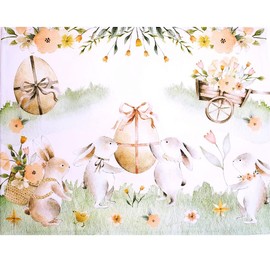 Maison Charlô | Set of 4 Green Garden Waterproof Rectangular Placemats Easter 17" x 13" for Dining Table Holiday Easter Decorations