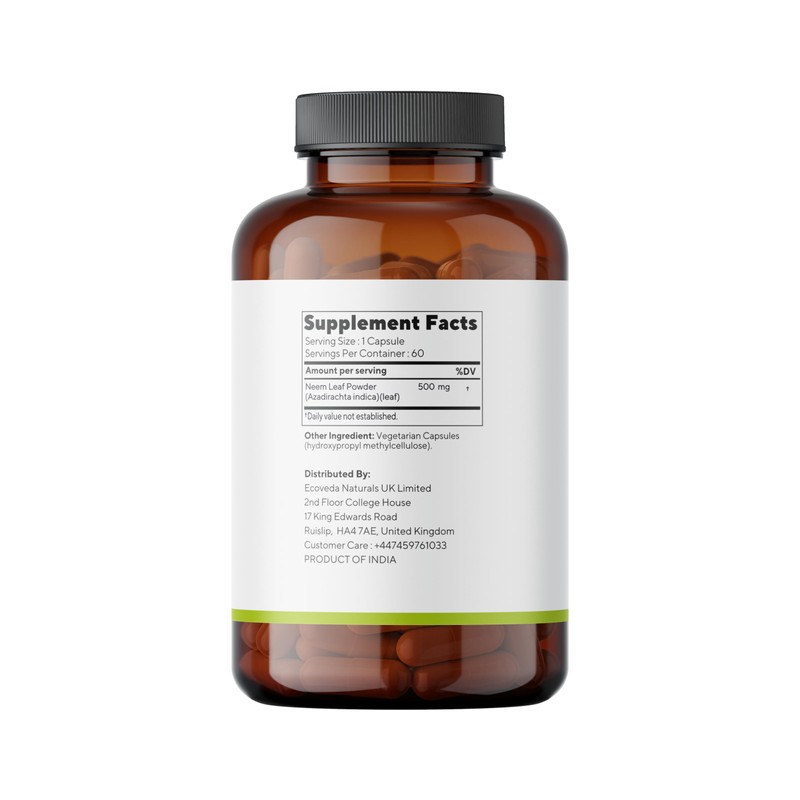 Neemveda Pure Neem Capsules 60 nos, 500 mg, 100% Natural,
