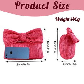 GMYIAK Luxury Bow Straw Bag for Women Crochet Tote Handbag Woven Purse Beach Rattan Female Clutch Bag for Summer Party or Wedding, pink