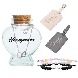 Wasise Honeymoon Sand Keepsake Jar - Mr and Mrs Luggage Tags, Mr & Mrs Adjustable Beaded Couple Bracelet, Couple Honeymoon Essentials Set, Funny Ideas Wedding Bridal Shower Gifts for Bride