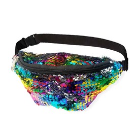 Small Rainbow Sequin Bum Bag Fanny Pack Travel Waist Money Belt Wallet Pouch UK