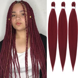 XGY Hair 3 packs #900 Braiding Hair Pre Stretched 24 inch Prestretched Knotless Hair Long Straight Synthetic Box Braids Yaki Texture Hot Water Setting Hair Extensions