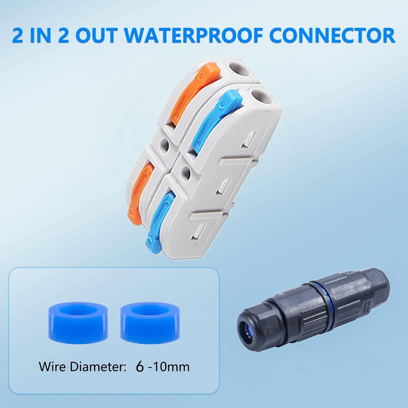 3PCS IP68 Waterproof Electrical Cable Connector, Outdoor 2 Way Junction
