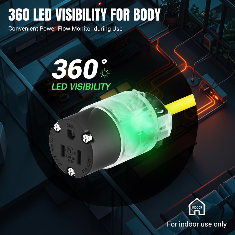 Yomiuwo Lighted Plug and Connector Set, Straight Blade Cord End