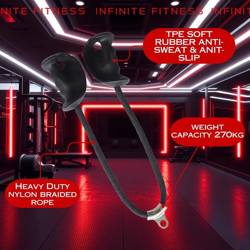 Infinite Fitness Ergonomic Tricep Bicep Rope Cable Attachment, Ticep Pull