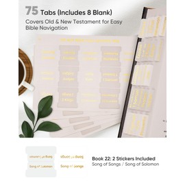 Morjor Bible Tabs for Women and Men, Light Theme, 75 Large Print Bible Tabs & 1 Bookmark, Laminated Bible Book Tabs for Study Bible, Easy Navigation, Easy-to-Read Sans Serif Type