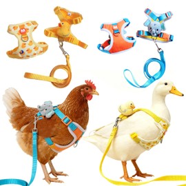 2Pcs Chicken Leashes and Harnesses Set, Adjustable Duck Harness and Leash