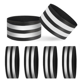 AOROPS Double Reflective Bands, Pack of 6 Reflective Bands with Velcro, Reflective Safety Bracelet, Reflector Bracelet, Reflective Bands Black for Outdoor Jogging Cycling