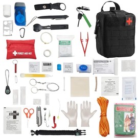 VEVOR Botiquín de Primeros Auxilios, Bolsa de Primeros Auxilios para Traumatismos de Nailon 600D 210 x 150 x 110 mm con 250 Piezas de Suministros Médicos para Deportes y Emergencias al Aire Libre