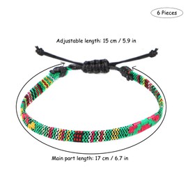 Colrid 6 Piece Anklet Set, Adjustable Woven Bracelet, Handmade Braided Bracelet, Women's Fabric, Multicoloured, for Valentine's Day, Birthday, Christmas, Anniversary, Mixing rope