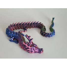 3D Dragon 23" Large Articulated Tricolour 60cm Long Crystal Dragon Fidget Toy Gift (23.6" (60cm))