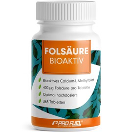 Folic Acid Bioactive 400μg - 365 Folic Acid Tablets with Bioactive L-5-MTHF Folic Acid - Optimal High Dose for Desiring Children & Pregnancy - Laboratory Tested with Certificate - 100% Vegan - Annual