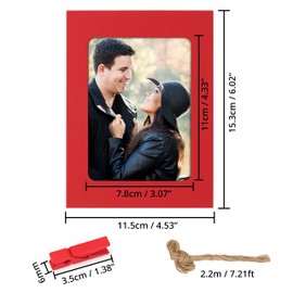 BELLE VOUS 50 Pack Paper Photo Frames with Hanging Rope & Clips - 4 x 6 inches (10 Colours) - DIY Hanging Album Picture Frames for Home, School, Office or Party Wall Decoration