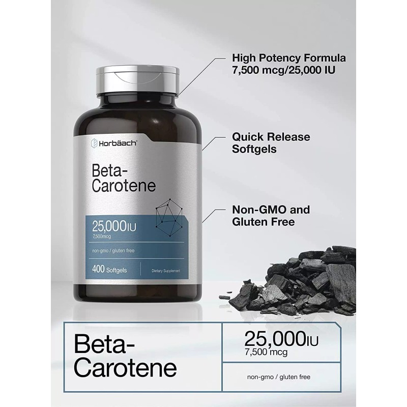 Horbäach Beta Carotene 25000 iu Softgels | 7,500 mcg |