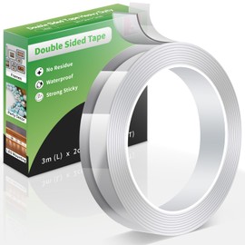 Euqvunn Strong Double Sided Tape Heavy Duty, (3.0 m × 2,0 cm × 1 mm) Removable Nano Mounting Tape, Clear Sticky Tape for Decorations/Wall Hanging/Carpet, 1 Roll