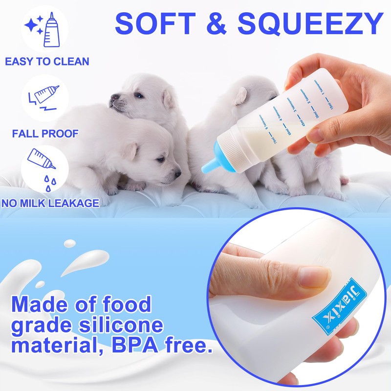 3 Pack Kitten Silicone Bottle Feeding Kit,Nipple & Feeding Kit