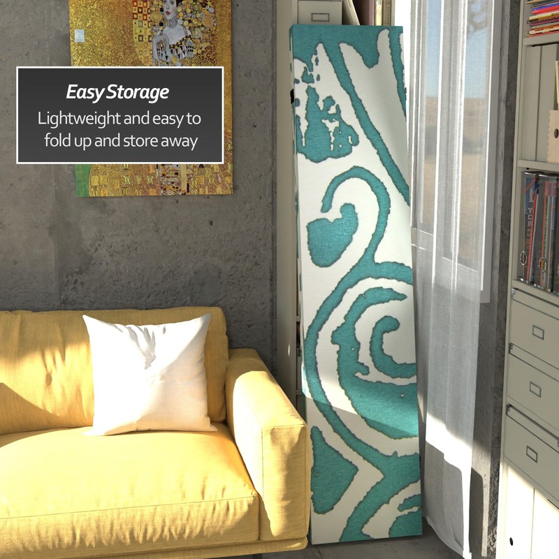 6 ft. Tall Double Sided Teal Vineyard Canvas Room Divider