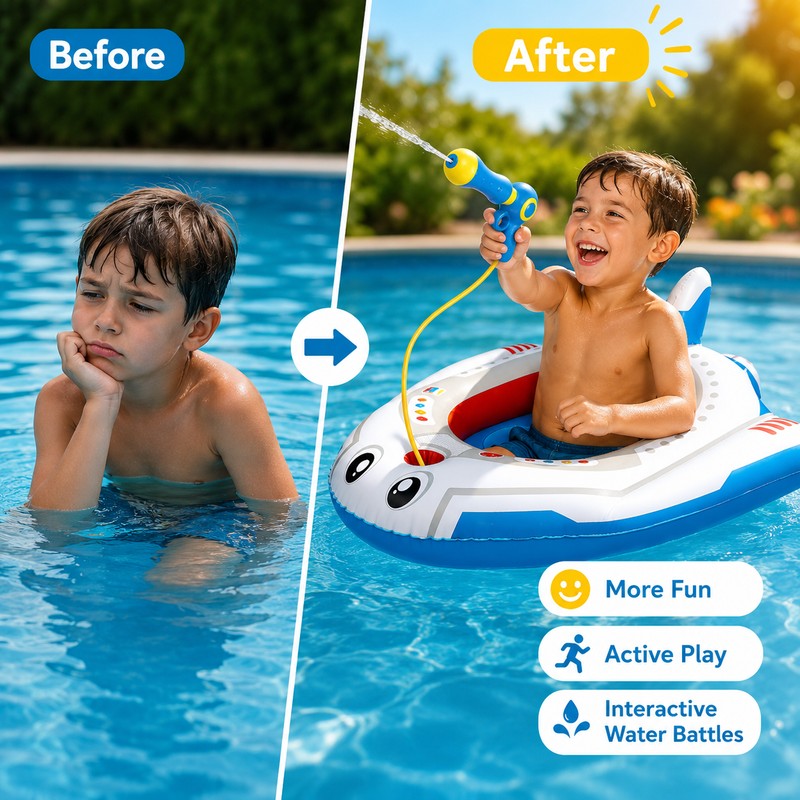 Kids’ Ride-On Pool Float with Water Gun – Inflatable Water